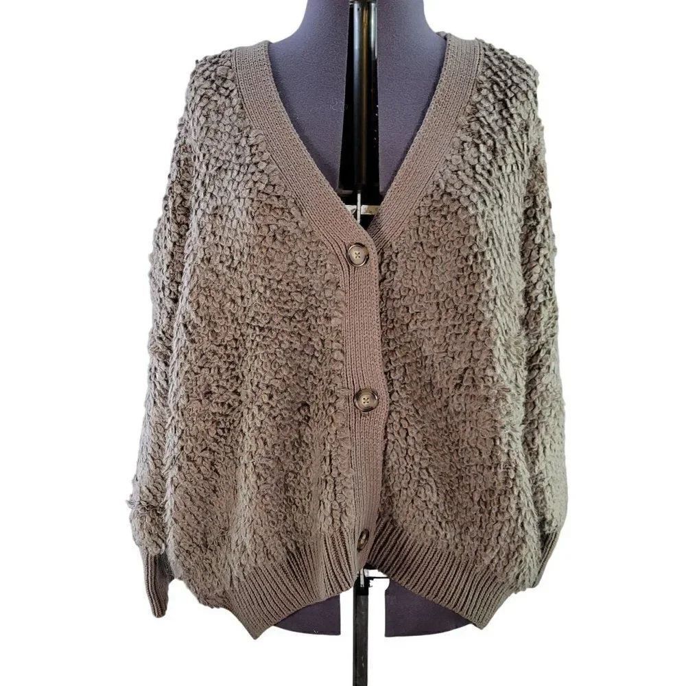 A New Day Brown Open-Knit Cardigan Sz 2X
